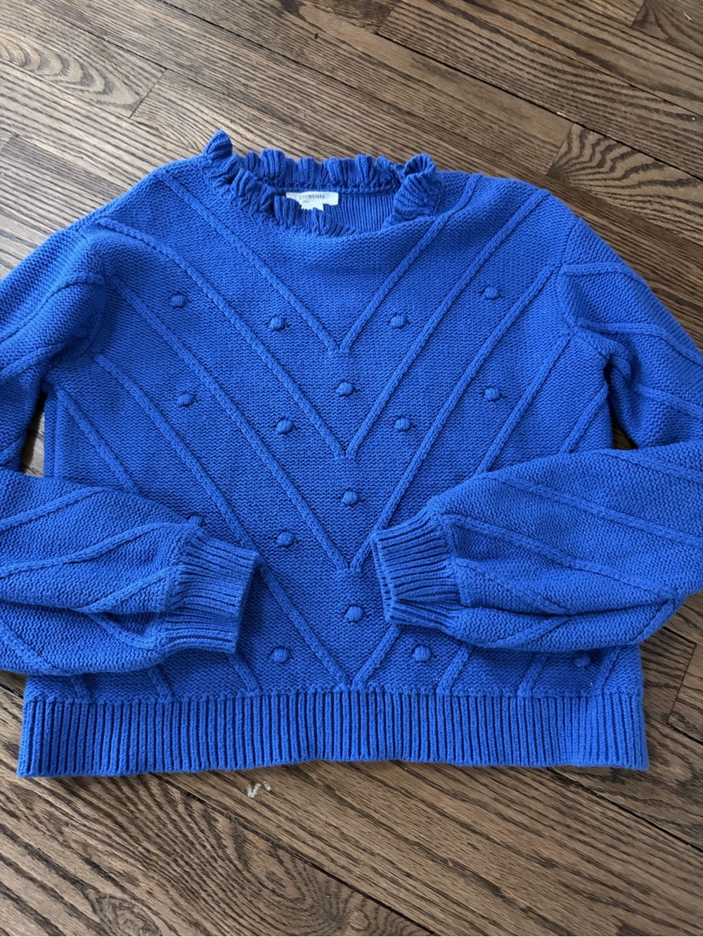 J. Crew Royal Blue Pom-Pom Chevron Knit Sweater - Kids size M